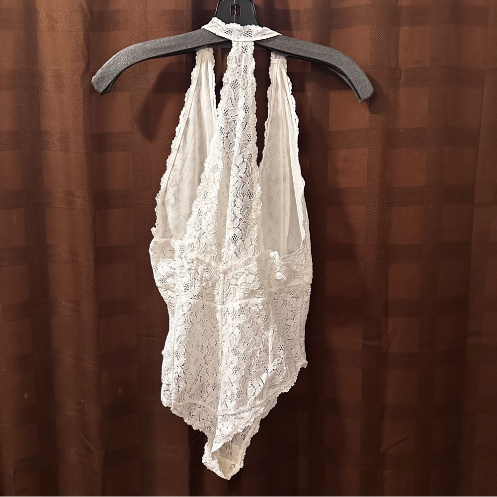 NEW Free People White Avery Lace Bodysuit size Large - Picture 13 of 14